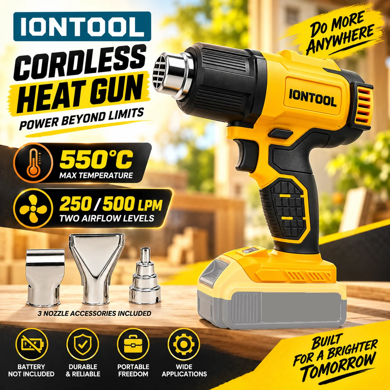 IONTOOL Żółty 550 ℃   Szybko n – Cordless Heat Gun For Shrink Tubing recenzja i cena